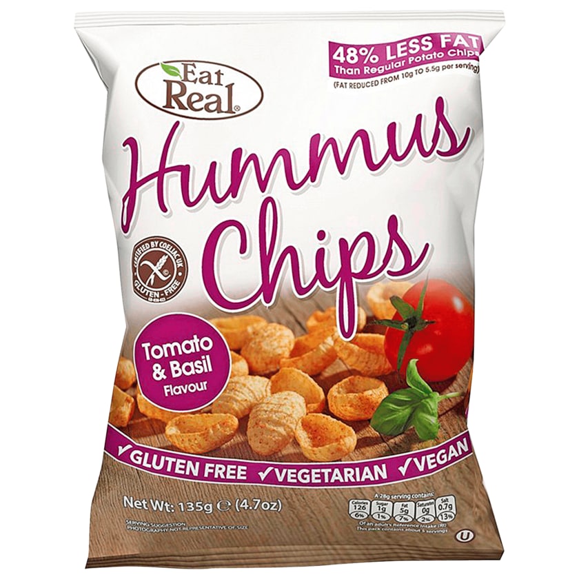 Eat Real Humus Chips Tomato & Basil 135g